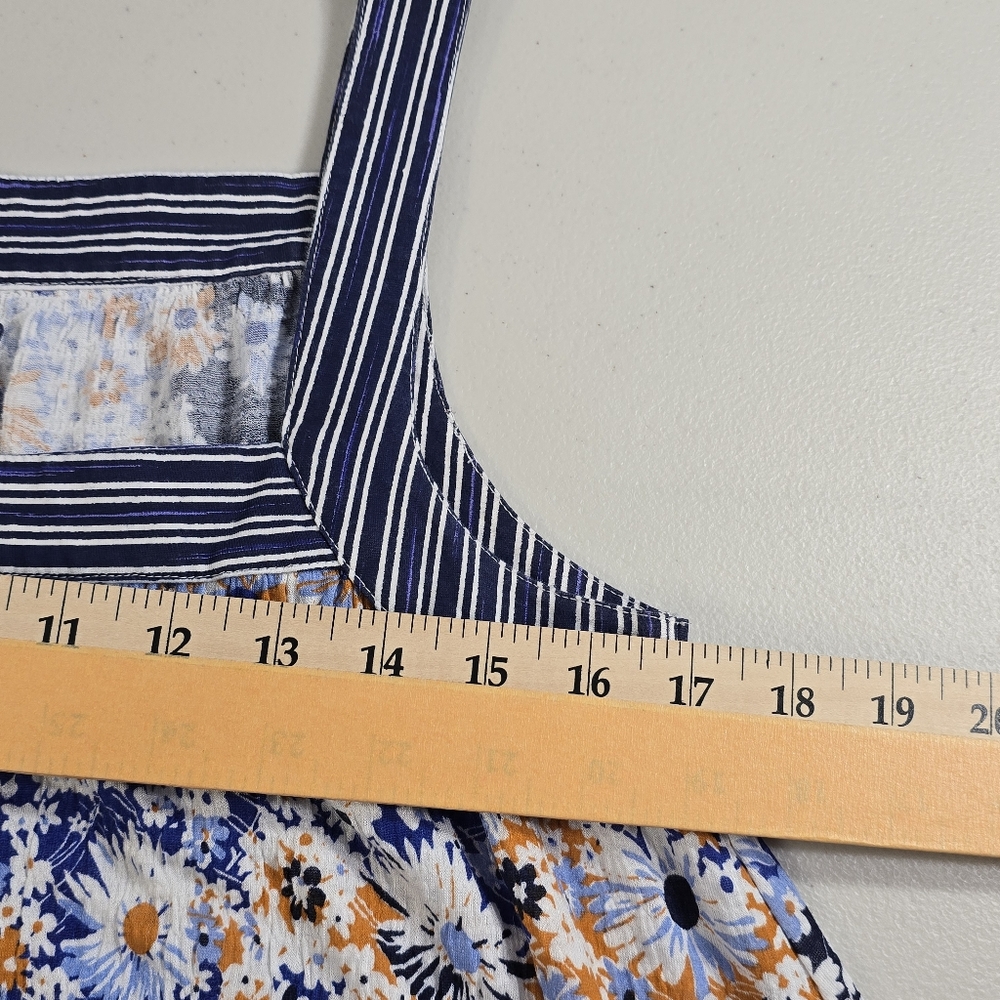 Maeve Blue Floral Print Caryn Square Neck Tank Top Womens Sleeveless Size Small - Picture 5 of 10